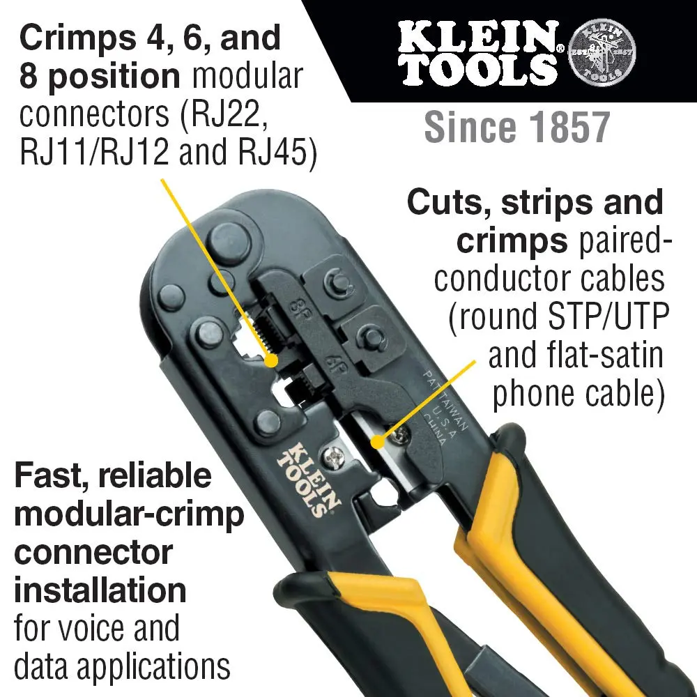Klein Tools VDV226-011-SEN Ratcheting Modular Crimper/Stripper | High-Performance, American Quality, Fast Delivery 12-14 days - view 2
