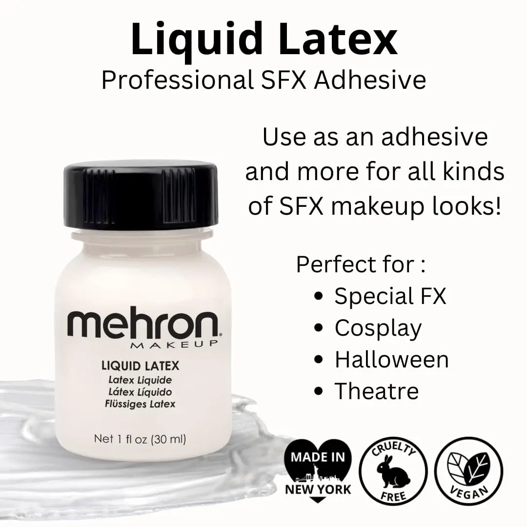 Mehron Makeup Liquid Latex 1 oz Clear | Special FX Adhesive for Skin & Prosthetics - view 3