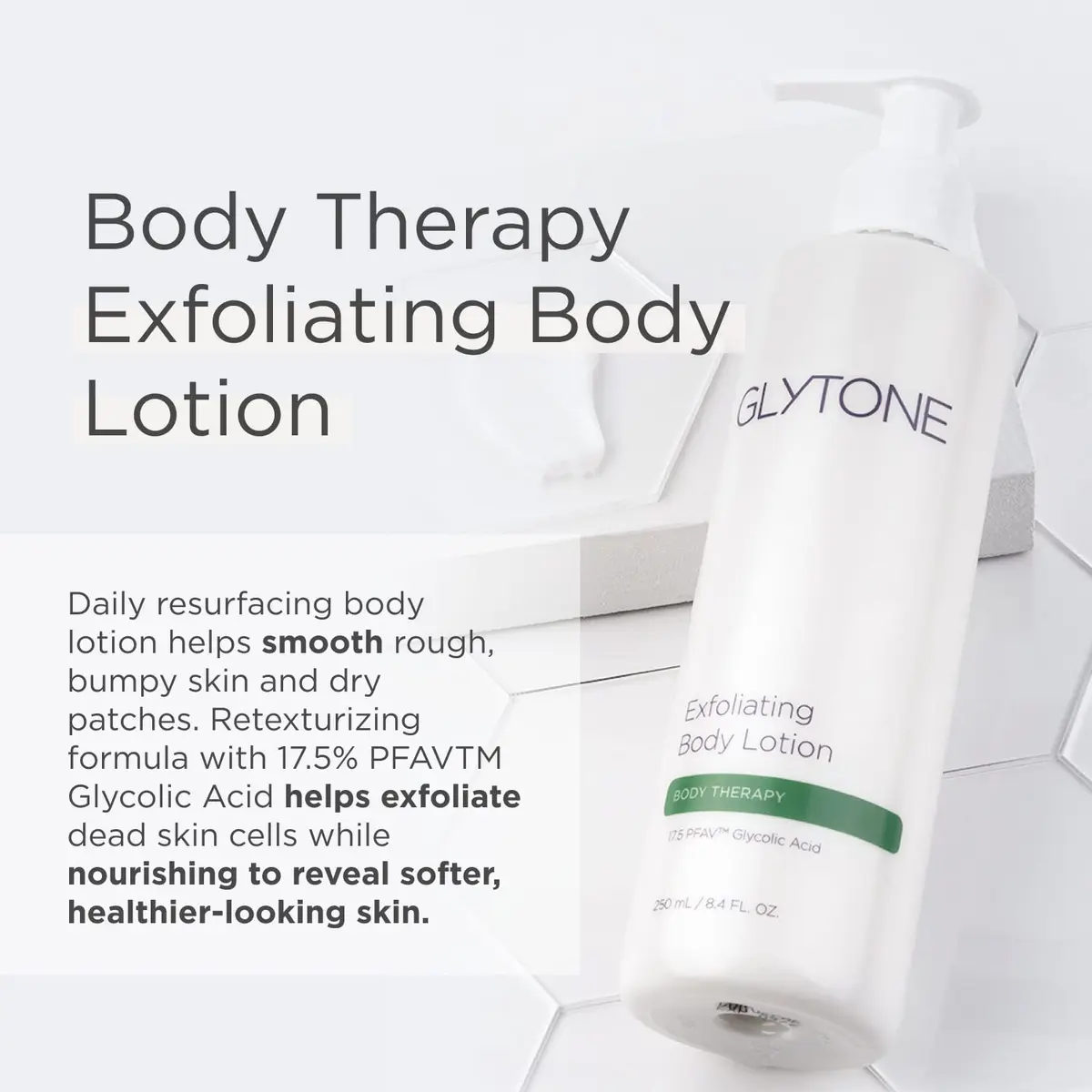 GLYTONE Glytone Exfoliating Body Lotion for Dry Skin | 17.5% PFAV Glycolic Acid, Reduce Keratosis Pilaris, Fragrance-Free, 8.4 Fl Oz - view 2