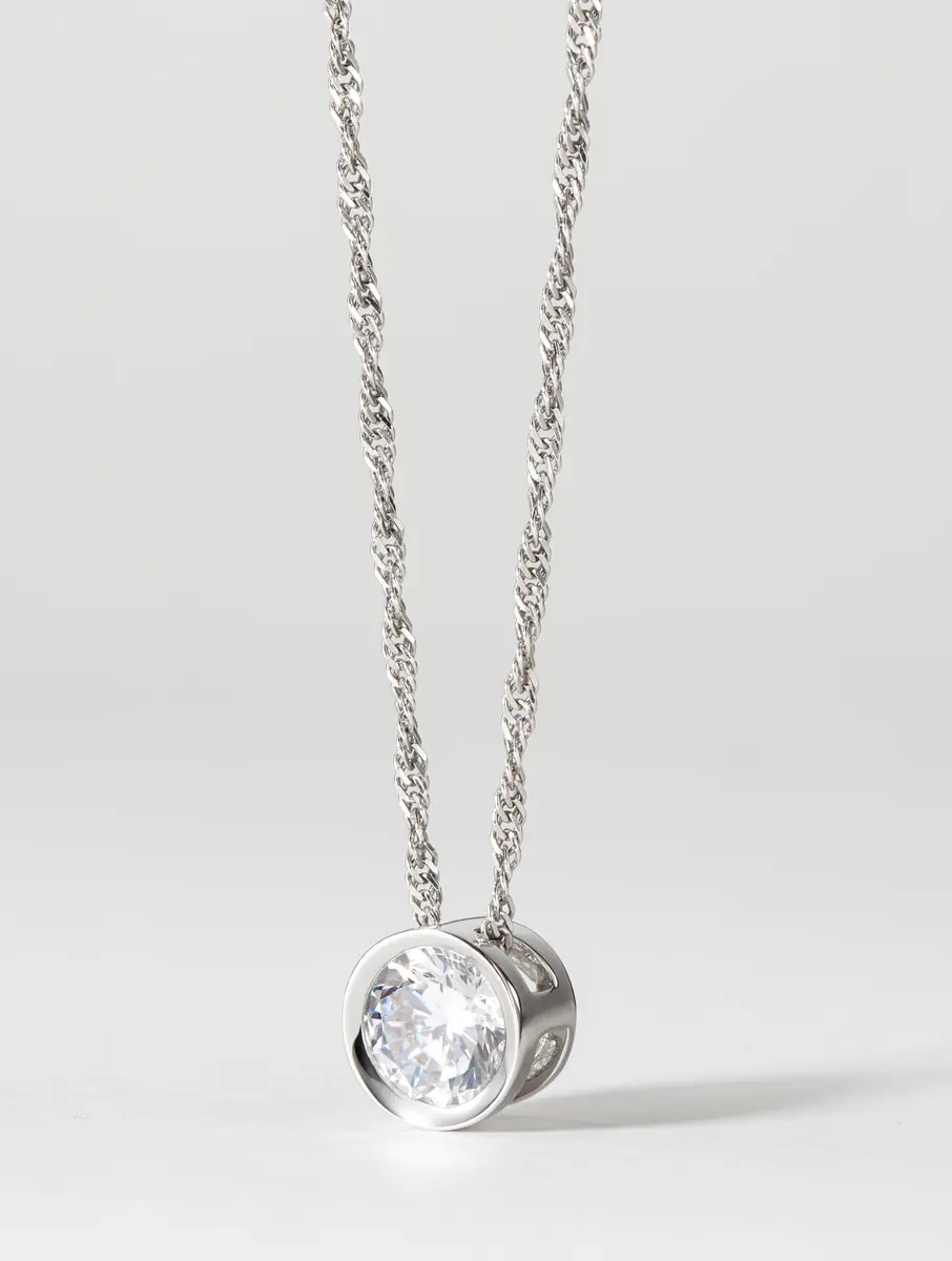 MORGAN & PAIGE Silver Round CZ Solitaire Pendant Necklace 18in | Classic Elegant Jewelry for Women - view 5