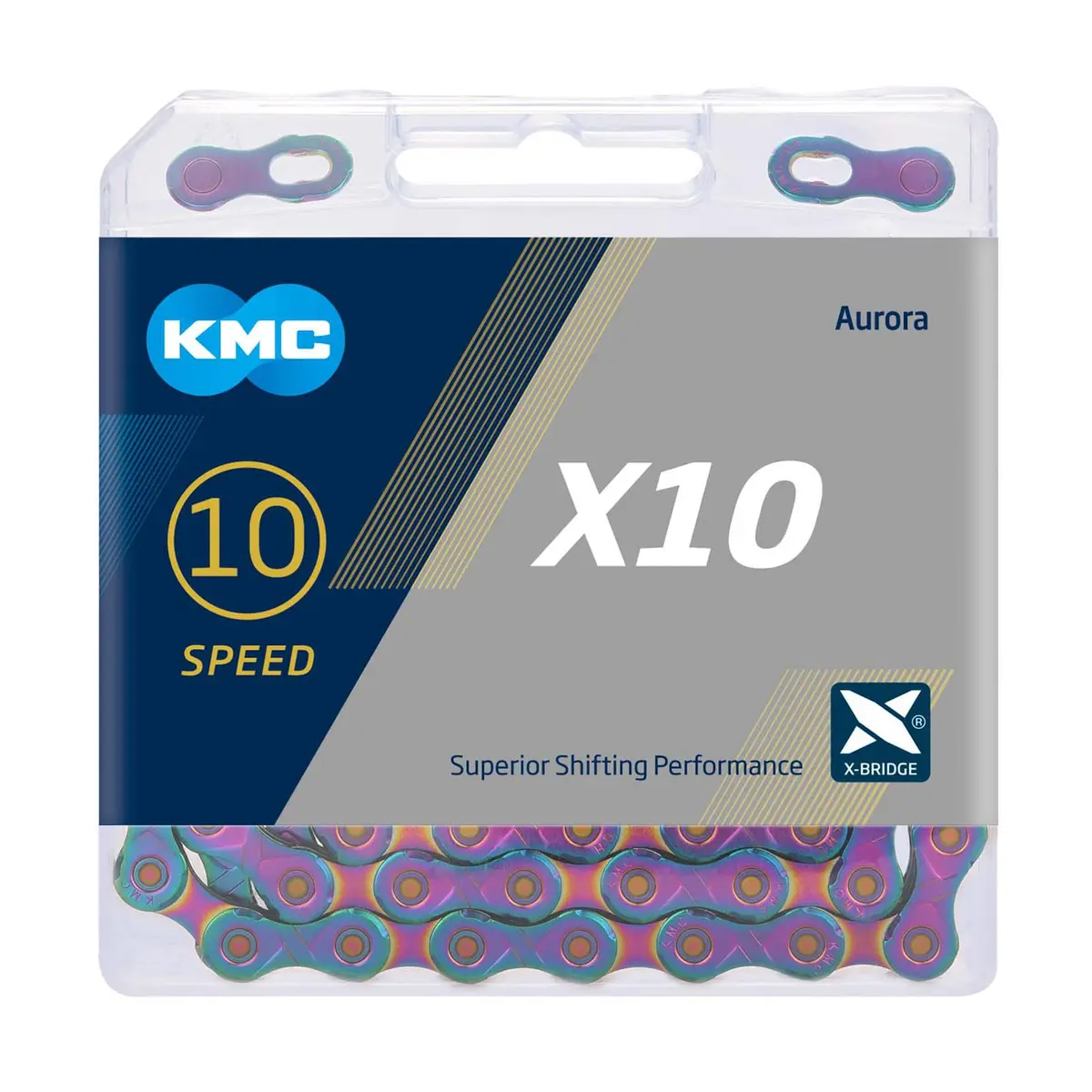 KMC X10 10-Speed X-Series Bicycle Chain Ti Gold | High-Performance 116 Links (58in) | Alloy Steel - view 2