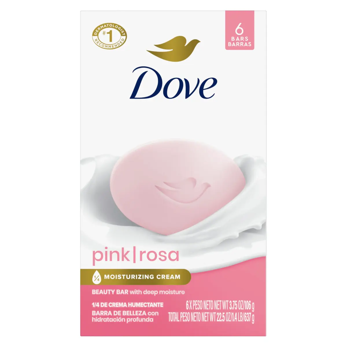 Dove Pink Beauty Bar Moisturizing Soap for Face, Body & Hands, 100g (3.5oz) | Gentle Cleanser for Dry Skin - main product image