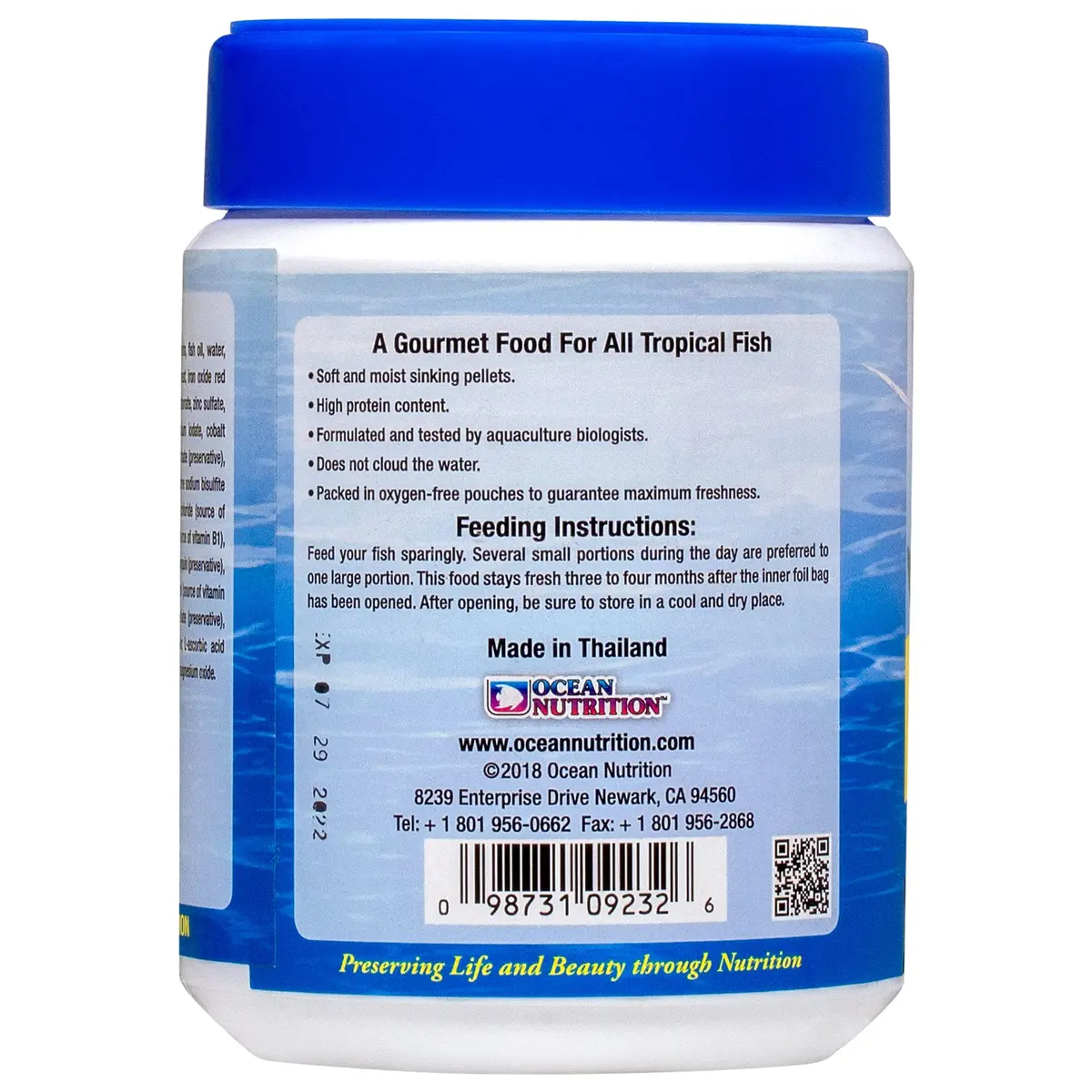 Ocean Nutrition Tropical Fish Food Soft Moist Sinking Pellets 200 g (7 oz) | High Protein 41% Guppy Food - view 3