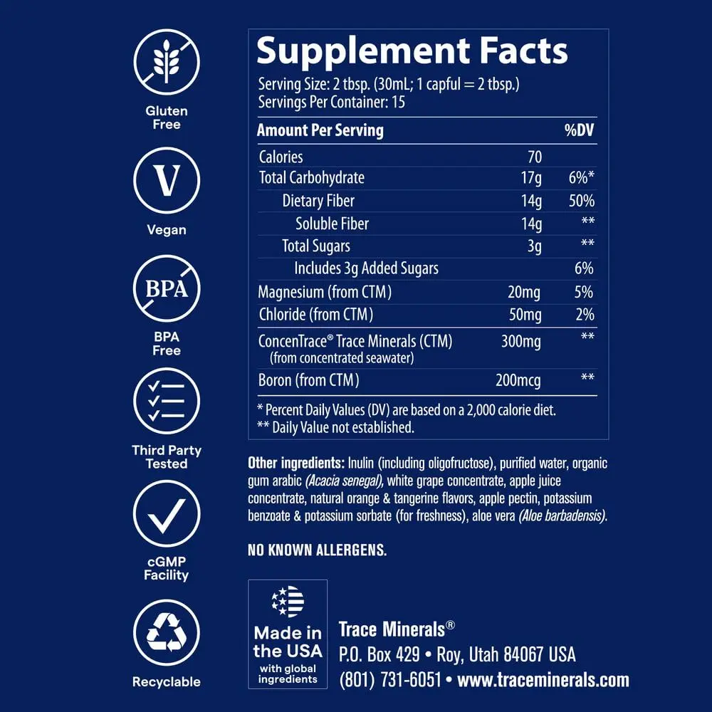Trace Minerals Fiber Supplement 15 fl oz | Supports Digestive & Colon Health - view 3