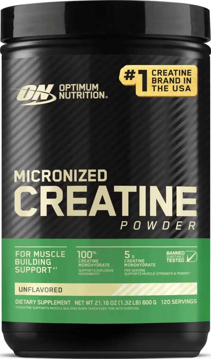 Optimum Nutrition Micronized Creatine Monohydrate Powder 600g (1.32 lb) | Supports Strength & Recovery - main product image