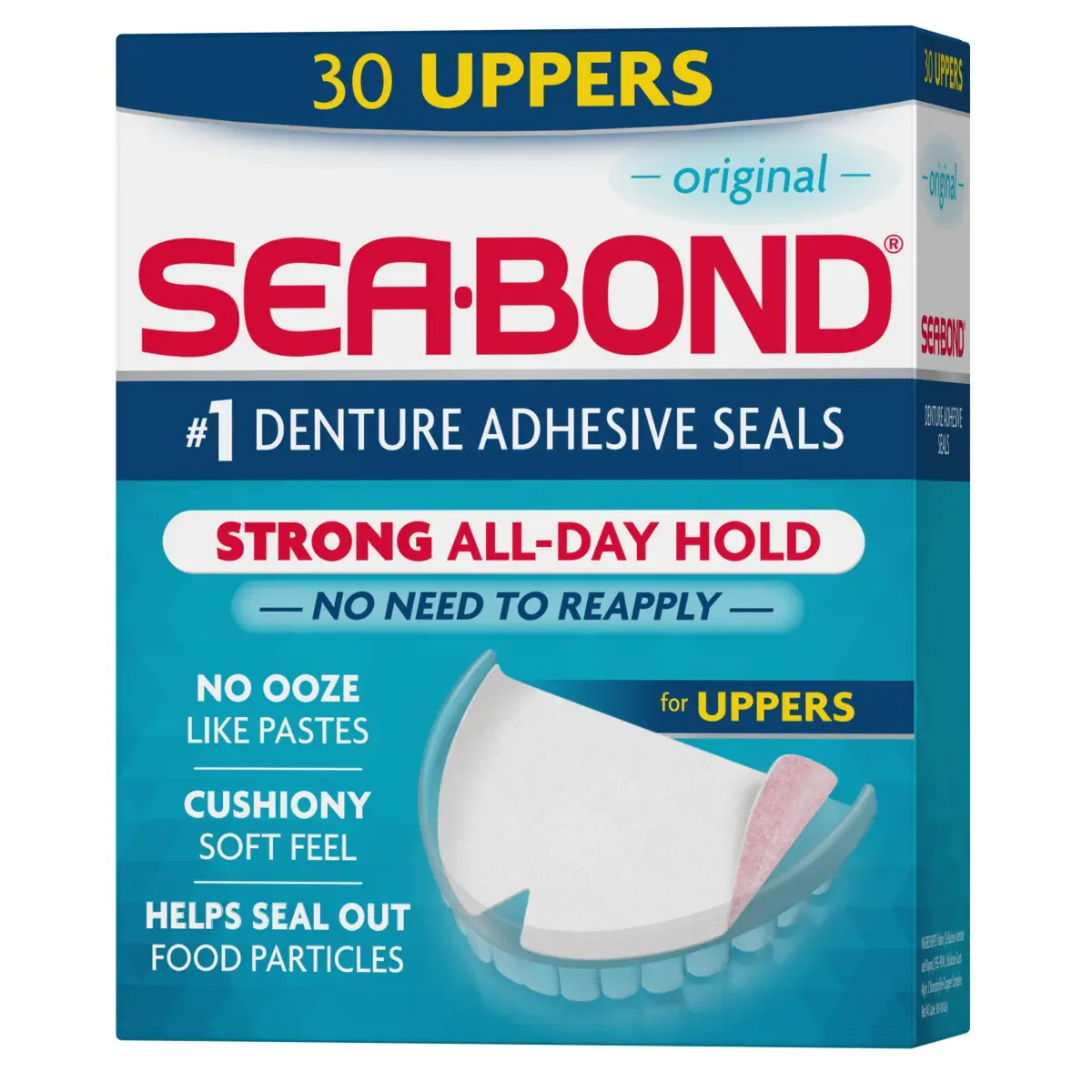 Sea-Bond Secure Denture Adhesive Seals Uppers 30 Count (0.85g) | All-Day Hold - main product image