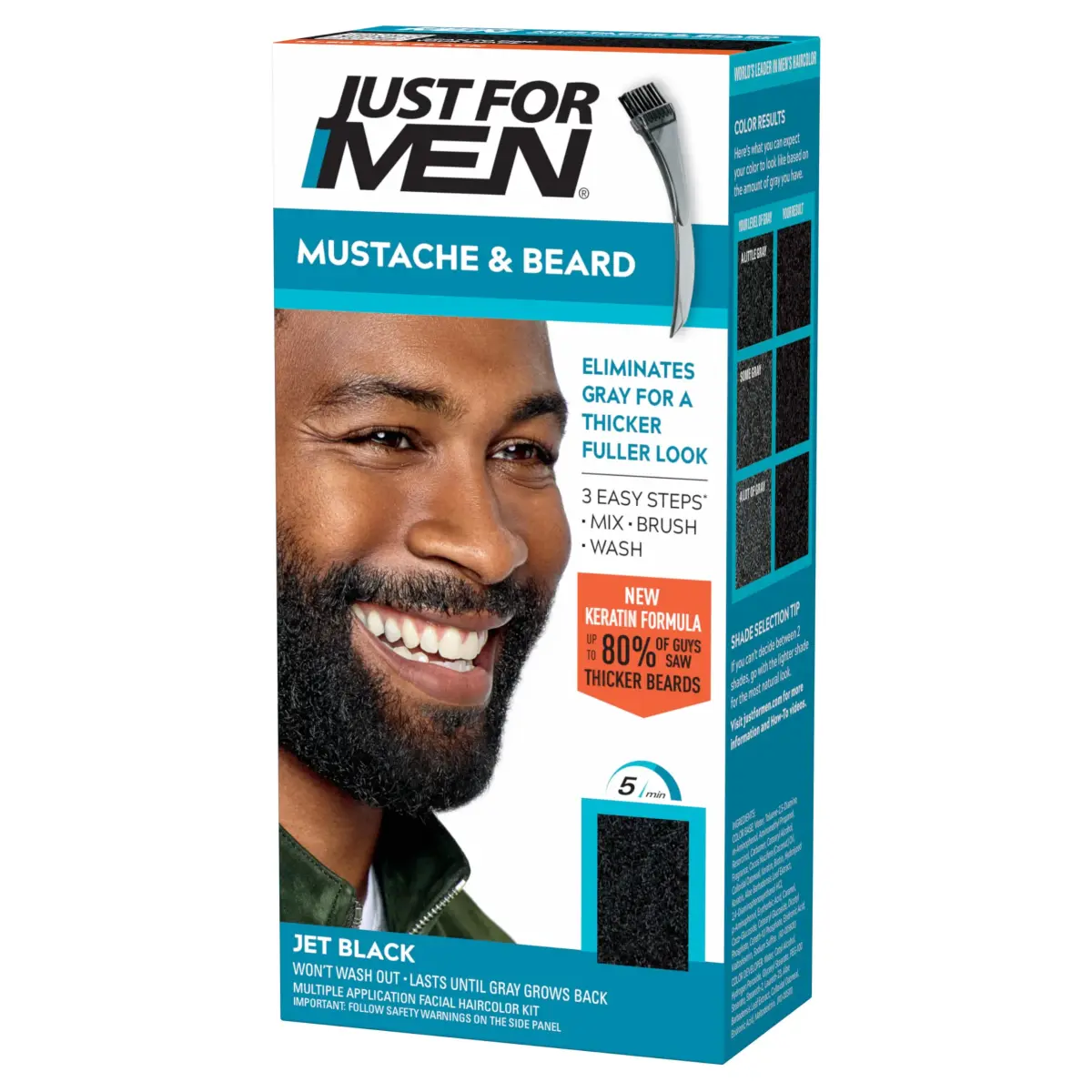 Just For Men Mustache & Beard Dye, Jet Black M-60 (68g / 2.4oz) | Ammonia-Free Facial Hair Color - main product image