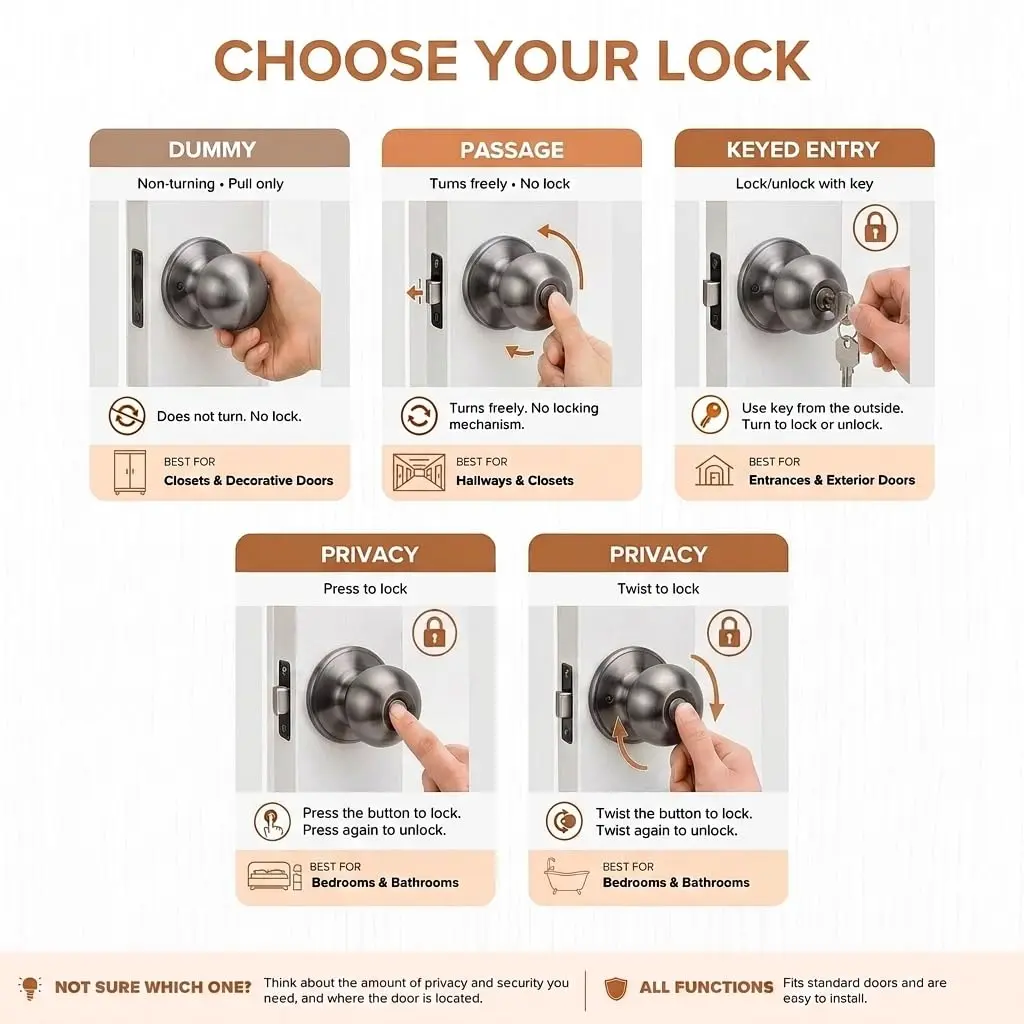 Copper Creek Passage Interior Door Knob – ANSI Grade-3 Certified, Heavy Duty, Reversible, Antique Nickel (1 Pack) | Modern Durable Handle - view 7