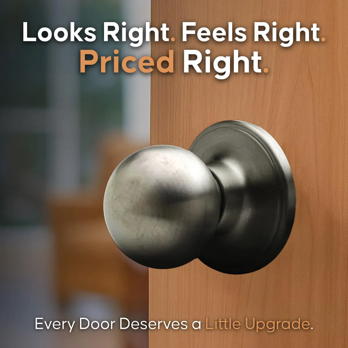 Copper Creek Passage Interior Door Knob – ANSI Grade-3 Certified, Heavy Duty, Reversible, Antique Nickel (1 Pack) | Modern Durable Handle - view 2