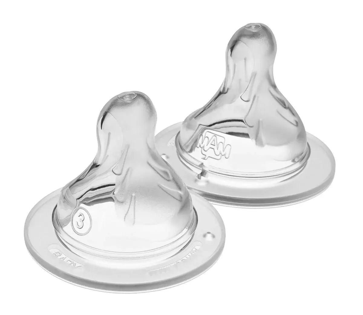 MAM Fast Flow Level 3 Bottle Nipples (Set of 2) | 4+ Months, SkinSoft Silicone, Fits All MAM Bottles - main product image