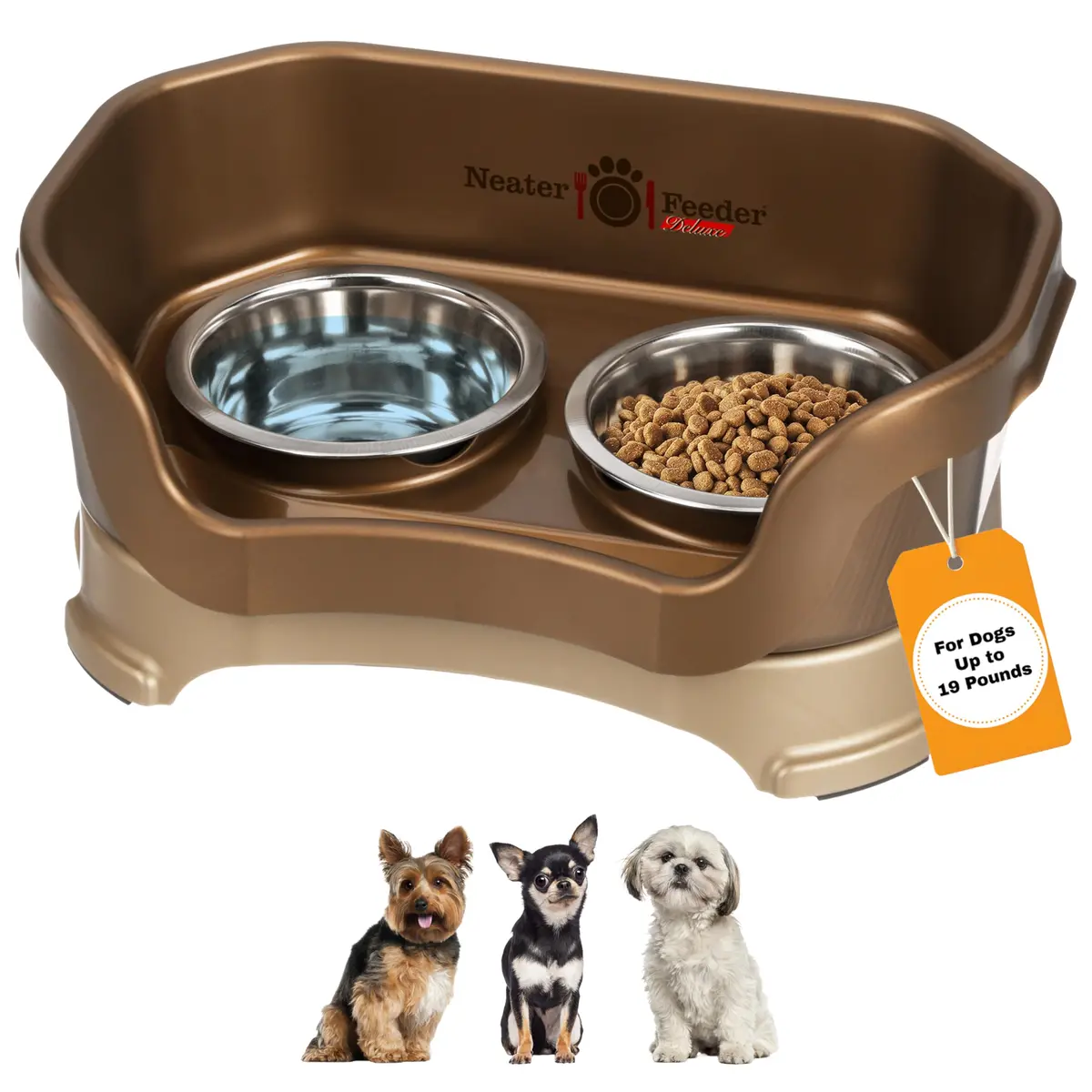 Neater Pet Brands Neater Feeder Deluxe Mess Proof Dog Bowls Elevated for Small Dogs Under 19 lbs | No Spill, Raised Stand, Food & Water Set - main product image