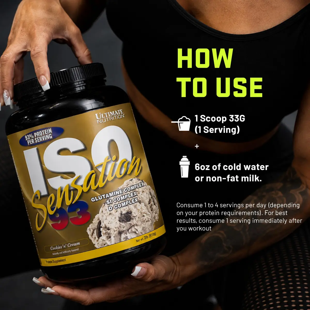Ultimate Nutrition ISO Sensation 93 Whey Isolate Cookies 'n' Cream 5 lb | Supports Lean Muscle & Recovery - view 5