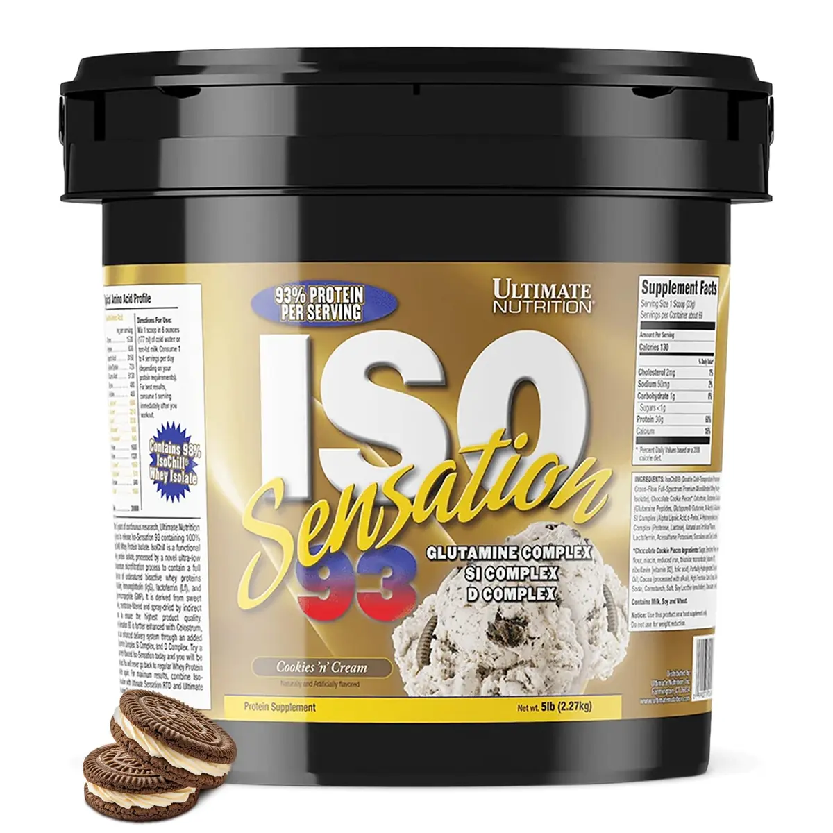 Ultimate Nutrition ISO Sensation 93 Whey Isolate Cookies 'n' Cream 5 lb | Supports Lean Muscle & Recovery - main product image