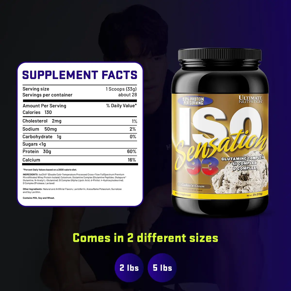 Ultimate Nutrition ISO Sensation 93 Whey Isolate Cookies 'n' Cream 5 lb | Supports Lean Muscle & Recovery - view 7