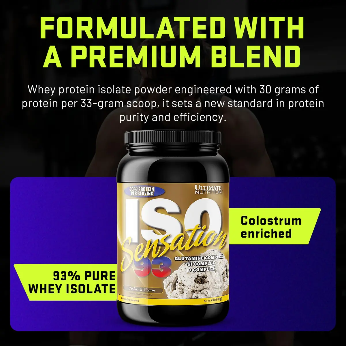 Ultimate Nutrition ISO Sensation 93 Whey Isolate Cookies 'n' Cream 5 lb | Supports Lean Muscle & Recovery - view 3
