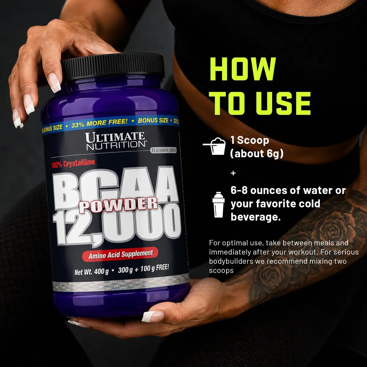 Ultimate Nutrition BCAA Powder 12000 Unflavored | 6g Amino Acids for Muscle Recovery & Endurance - view 5