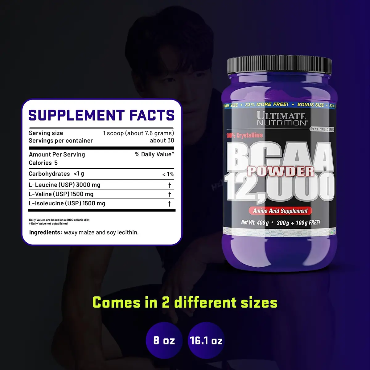 Ultimate Nutrition BCAA Powder 12000 Unflavored | 6g Amino Acids for Muscle Recovery & Endurance - view 7