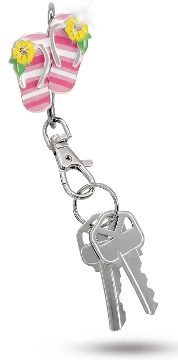 Finders Key Purse Women’s Bag Charm Key Finder, Car Keychain Hook, Cute Purse Organizer & Tote Bag Accessories, Gifts for Mom - Striped Flip Flops - main product image
