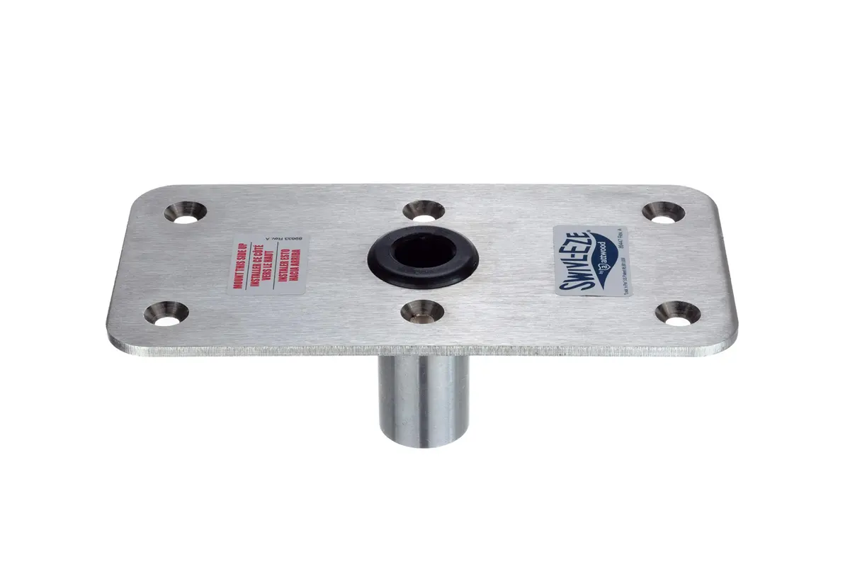 Attwood Lock'n-Pin 3/4" Boat Seat Post Base Stainless Steel Plated 4" x 8" | Secure Marine Seating Foundation - main product image