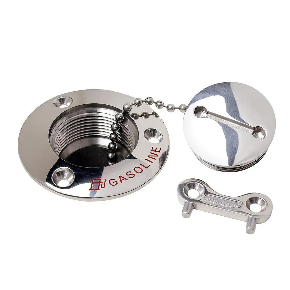 attwood Gasoline 3-Inch Stainless Steel Alloy Deck Fill | Marine Fuel Fitting with Brass Hose Mender (70-120c) - main product image