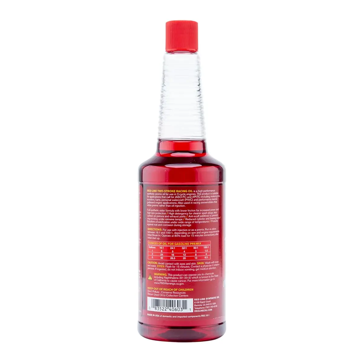 Red Line 40603 Two-Stroke Racing Synthetic Oil 473ml (16 Fl Oz) | Dyno Proven Power Gains - view 3