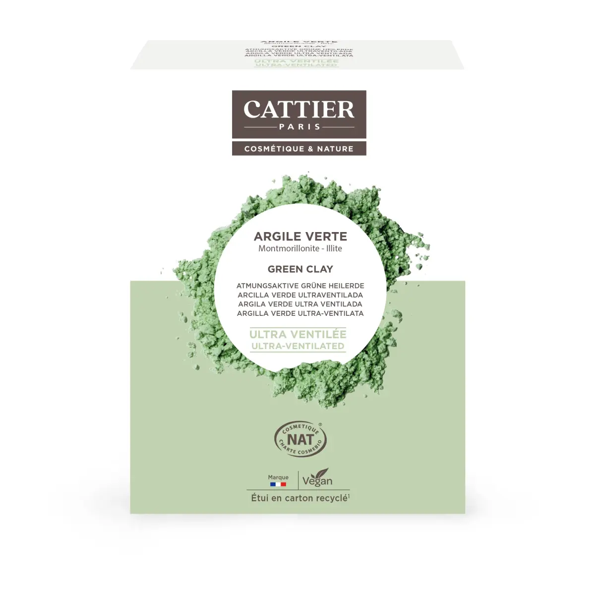 Cattier Paris Ultra-Ventilated Green Clay 250g (8.82 oz) | Natural Clay Mask for Oily & Combination Skin - main product image