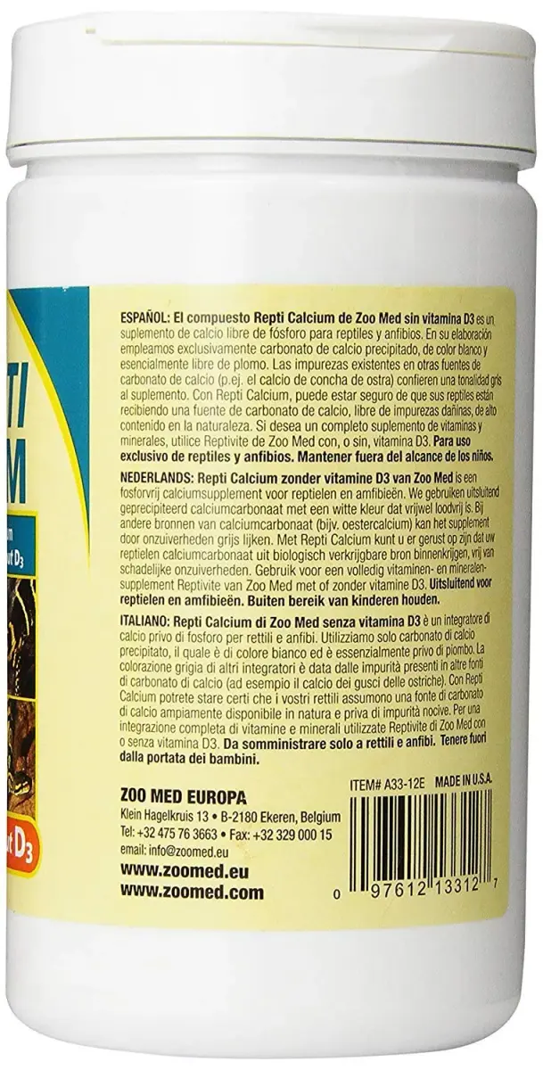 Zoo Med Reptile Calcium without Vitamin D3, 340.2 g (12 oz) | Phosphorus-Free Supplement - view 3