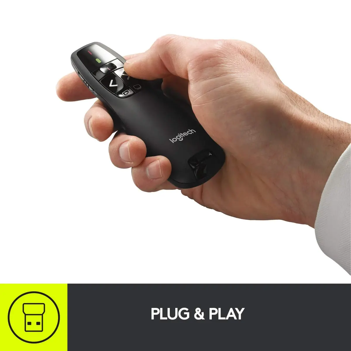 Logitech Wireless Presenter R400 with Red Laser Pointer | 50ft Range, USB Receiver - view 3