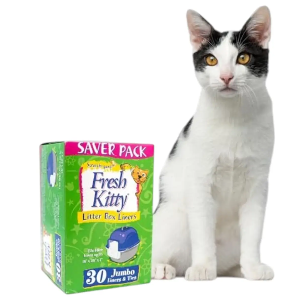 Fresh Kitty 30 Count Jumbo Litter Box Liners | Super Thick, Durable, Easy Clean, Scented with Ties (en_US) - main product image