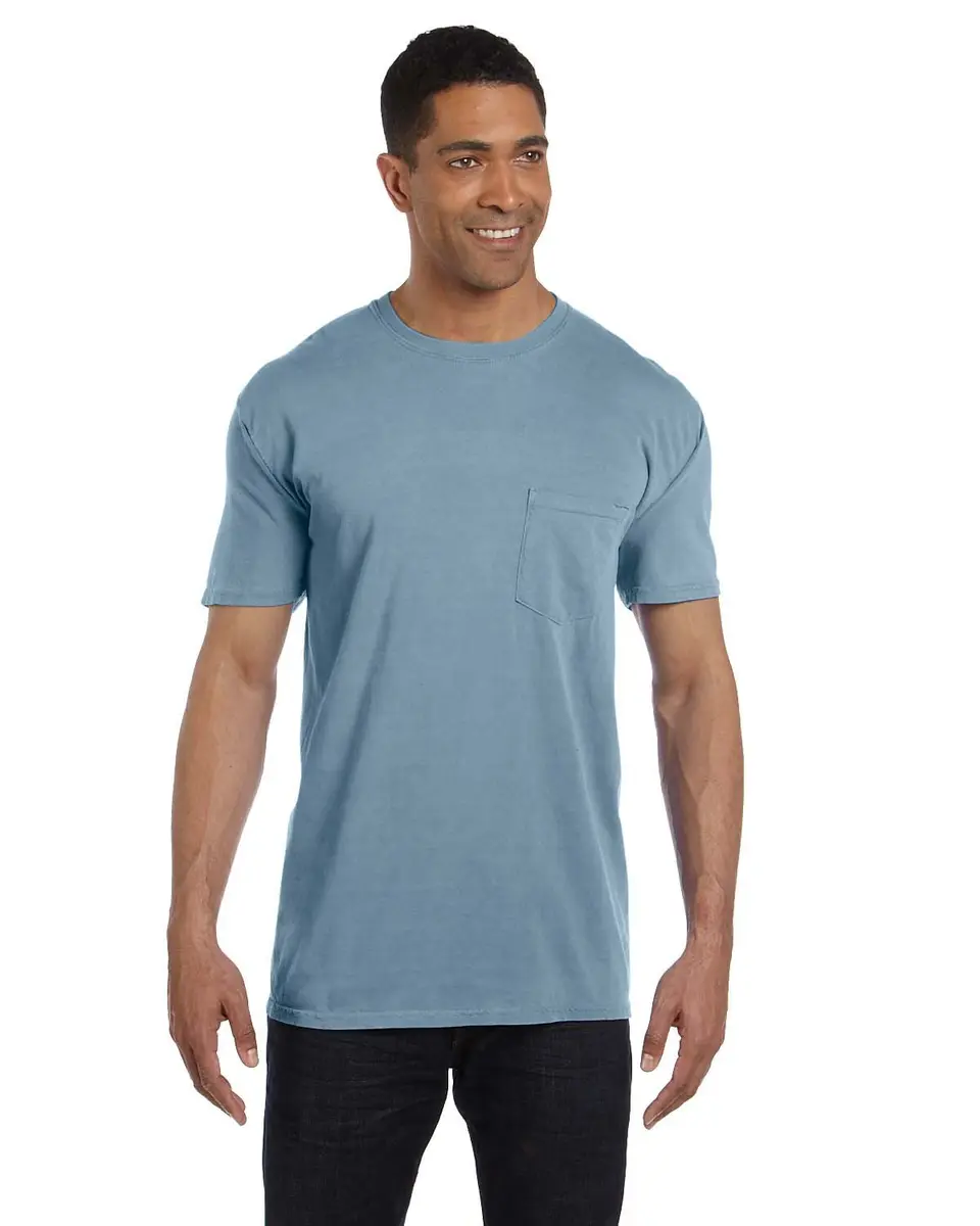Comfort Colors 6.1 oz. Garment-Dyed Pocket T-Shirt-M (Bay) | Classic Heavyweight Cotton Tee for Men - main product image