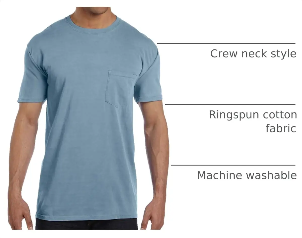 Comfort Colors 6.1 oz. Garment-Dyed Pocket T-Shirt-M (Bay) | Classic Heavyweight Cotton Tee for Men - view 4