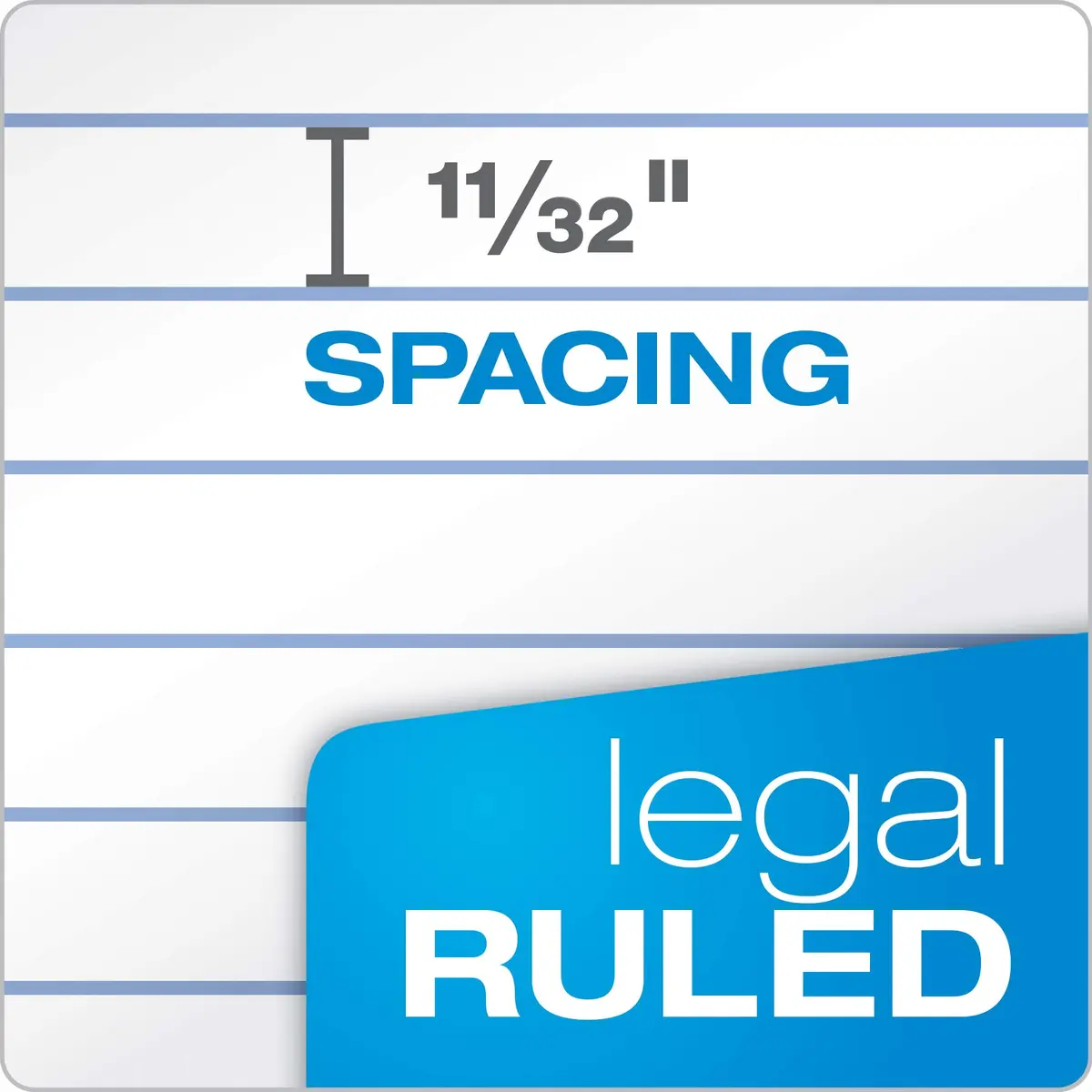 Tops Legal Pad 8.5 x 11.75 Inches White | Perforated Wide Rule, 50 Sheets, Pack of 3 - view 3