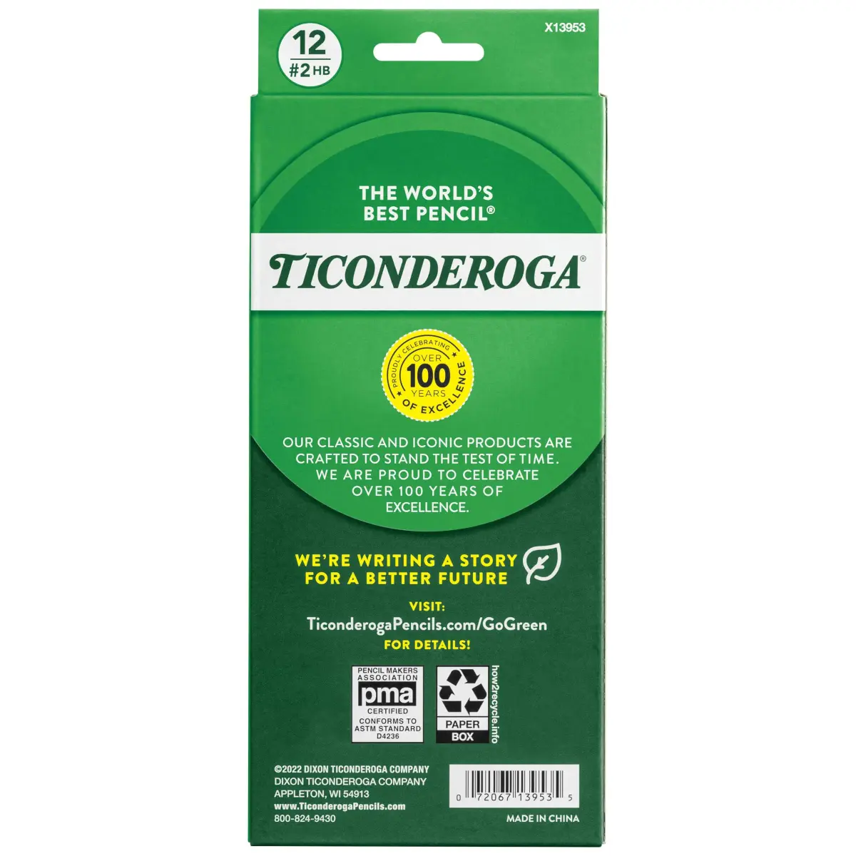 Ticonderoga Wood-Cased Pencils, Unsharpened, #2 HB Soft, Black, 12 Count | Smooth Writing Instrument - view 2