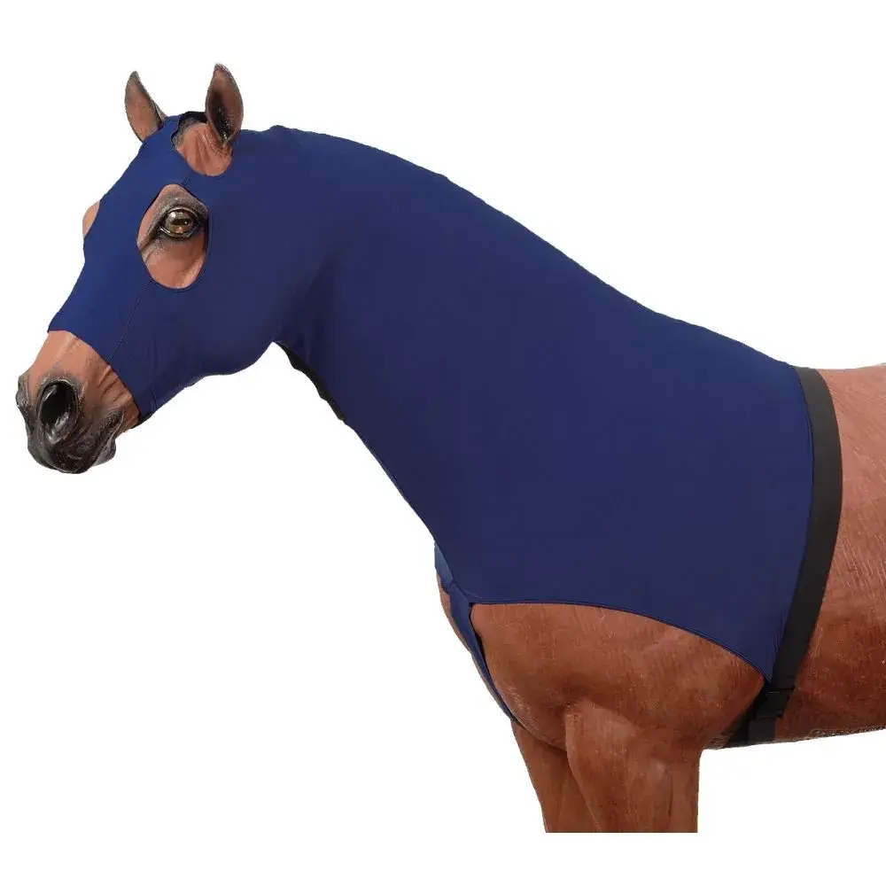 Tough 1 Mane Stay Spandex Hood - Navy Blue - Medium | 0.25 kg (0.55 lb) Hood for Horses - main product image