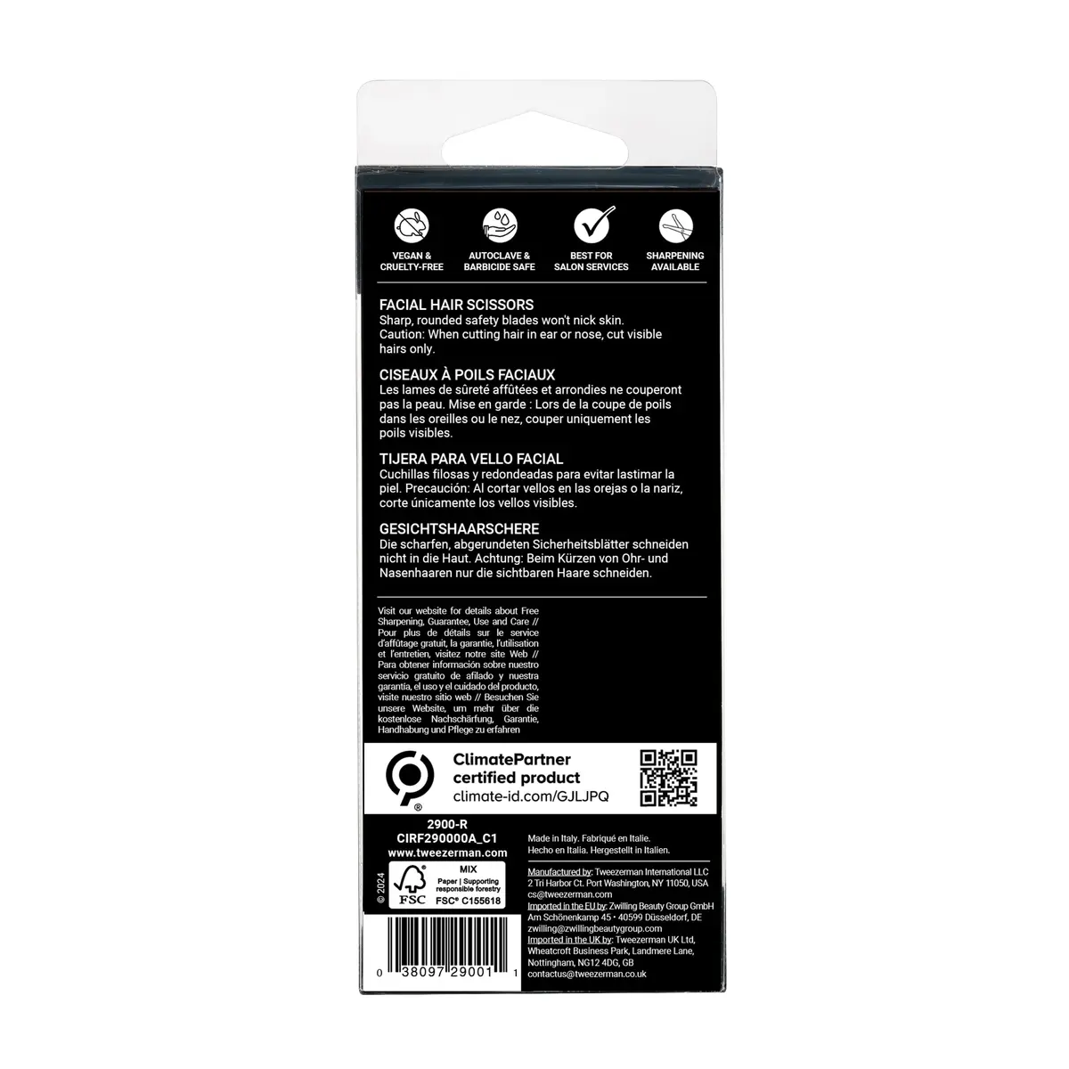 Tweezerman Facial Hair Scissors Stainless Steel | Precision Trimming for Nose, Ear & Face Hair - view 4