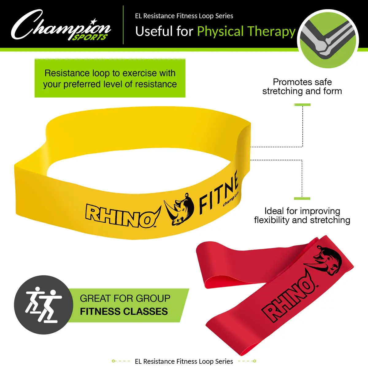 Champion Sports Resistance Loop Bands for Men and Women, 9 lbs | Durable Fitness Band for Strength & Flexibility - view 5
