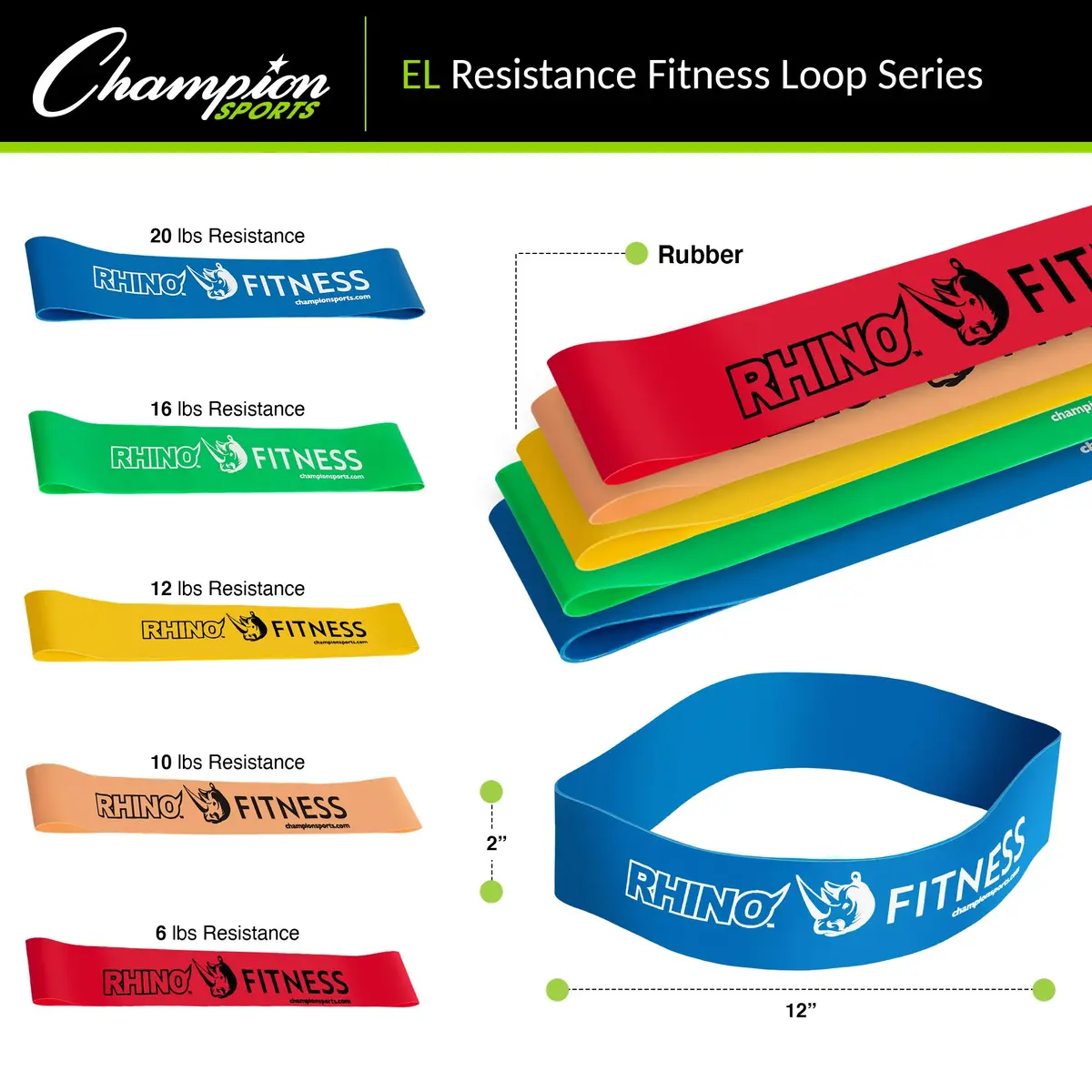 Champion Sports Resistance Loop Bands for Men and Women, 9 lbs | Durable Fitness Band for Strength & Flexibility - view 4