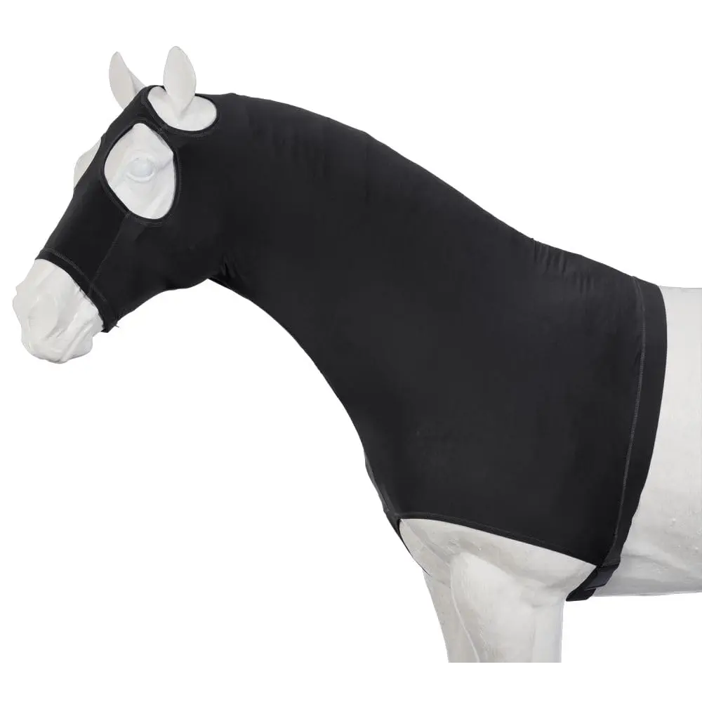 Tough 1 Mane Stay Spandex Hood - Black - Medium | Protects Mane & Neck - main product image