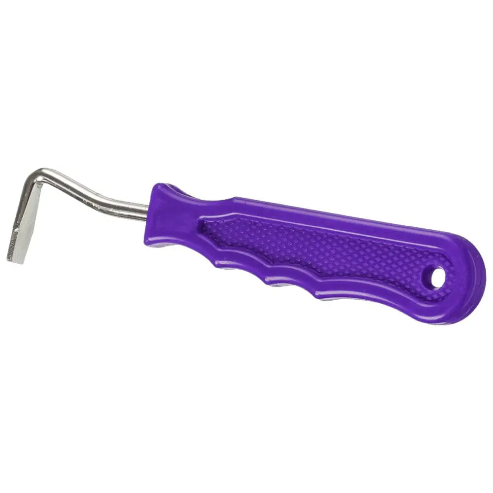 Tough 1 Metal Hoof Pick with Easy Grip Handle - Purple | Durable Steel Hoof Tool for Horses - main product image