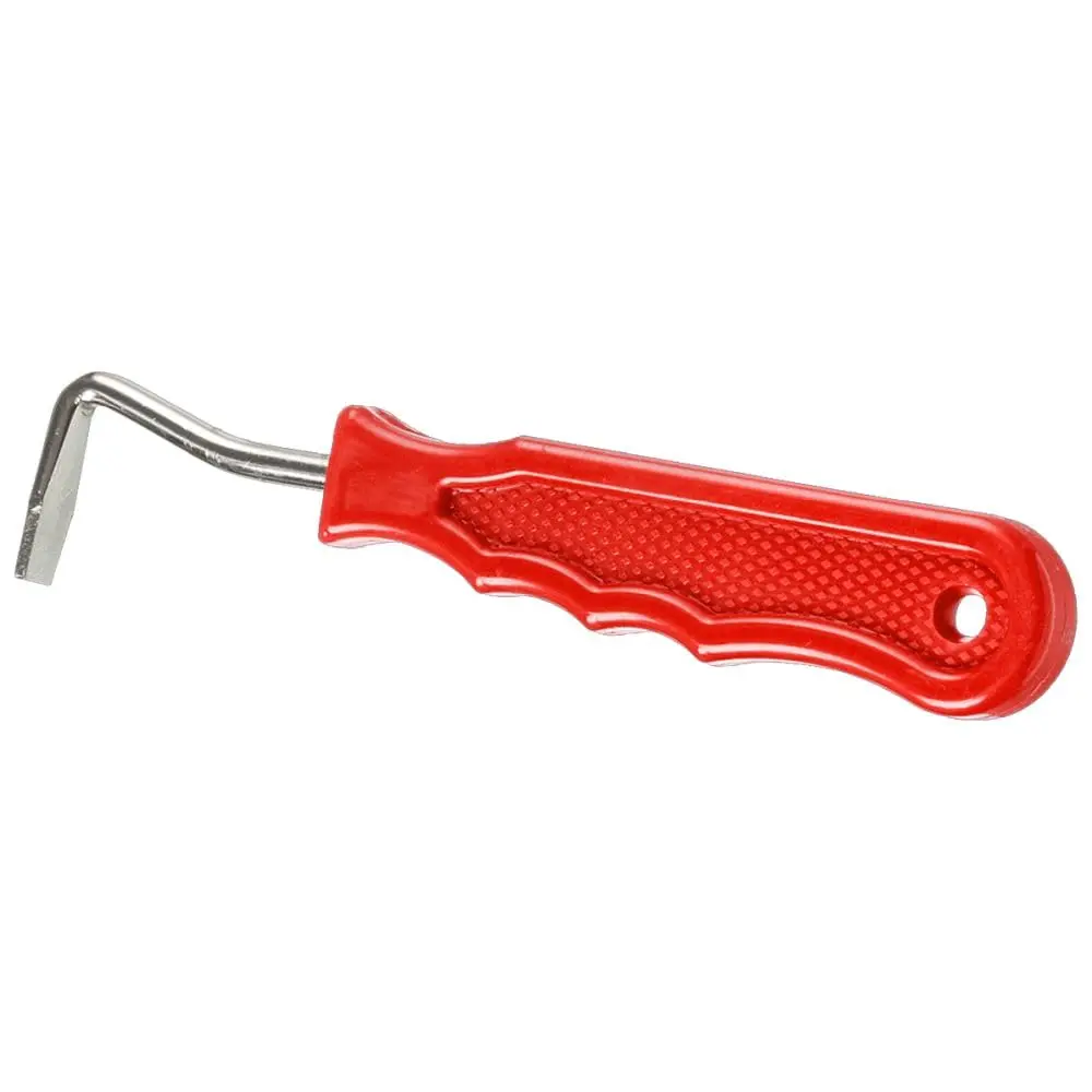 Tough 1 Metal Hoof Pick with Easy Grip Handle - Red | Durable Steel Hoof Tool for Horses - main product image
