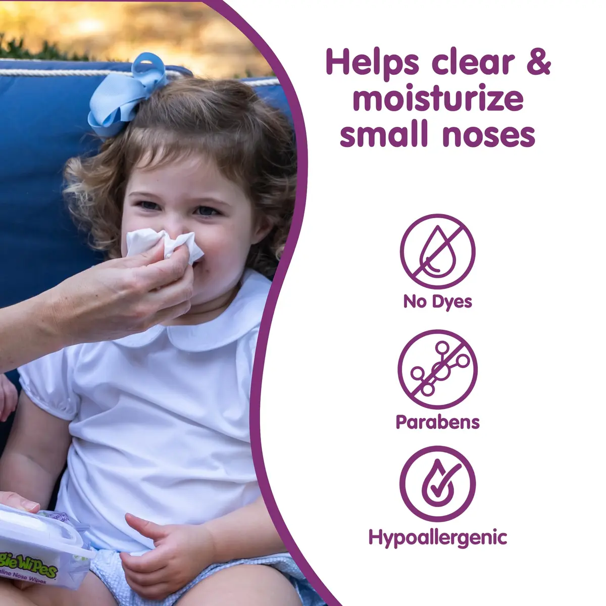 Boogie Gentle Saline Nose Wipes Grape Scent | Hypoallergenic & Alcohol-Free, 180 Count - view 5