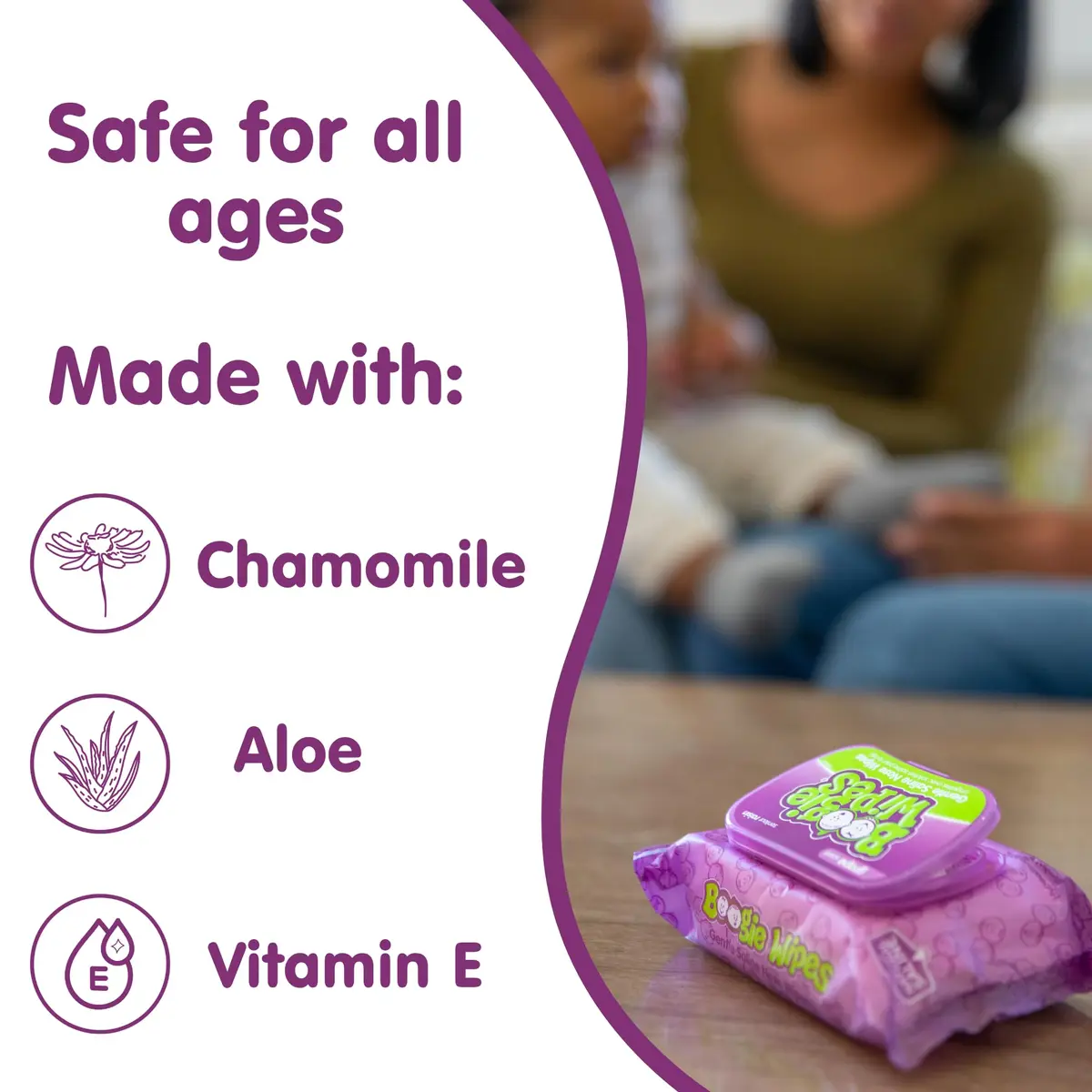 Boogie Gentle Saline Nose Wipes Grape Scent | Hypoallergenic & Alcohol-Free, 180 Count - view 3