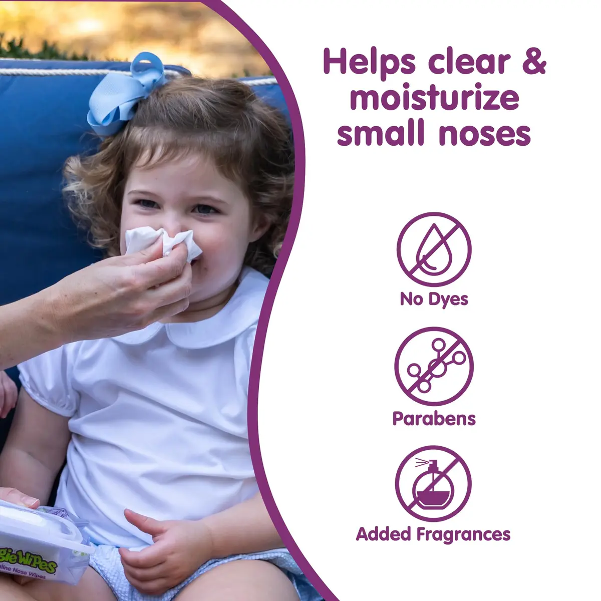 Boogie Saline Nose Wipes Grape Scent | Gentle, Natural Relief for Stuffy Noses (70-120 chars) - view 5