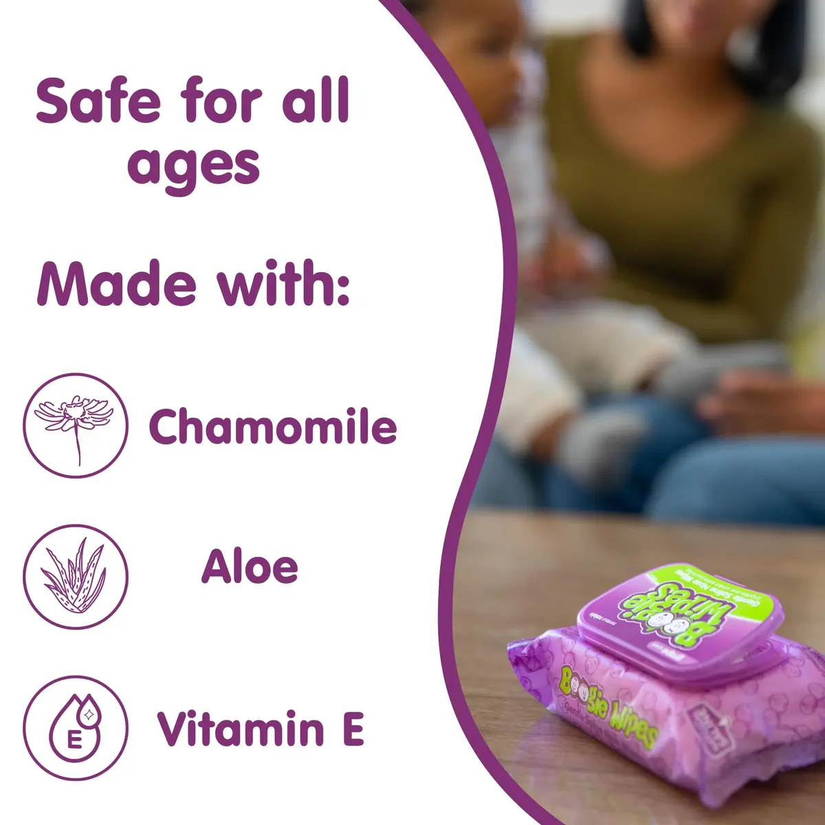 Boogie Saline Nose Wipes Grape Scent | Gentle, Natural Relief for Stuffy Noses (70-120 chars) - view 3