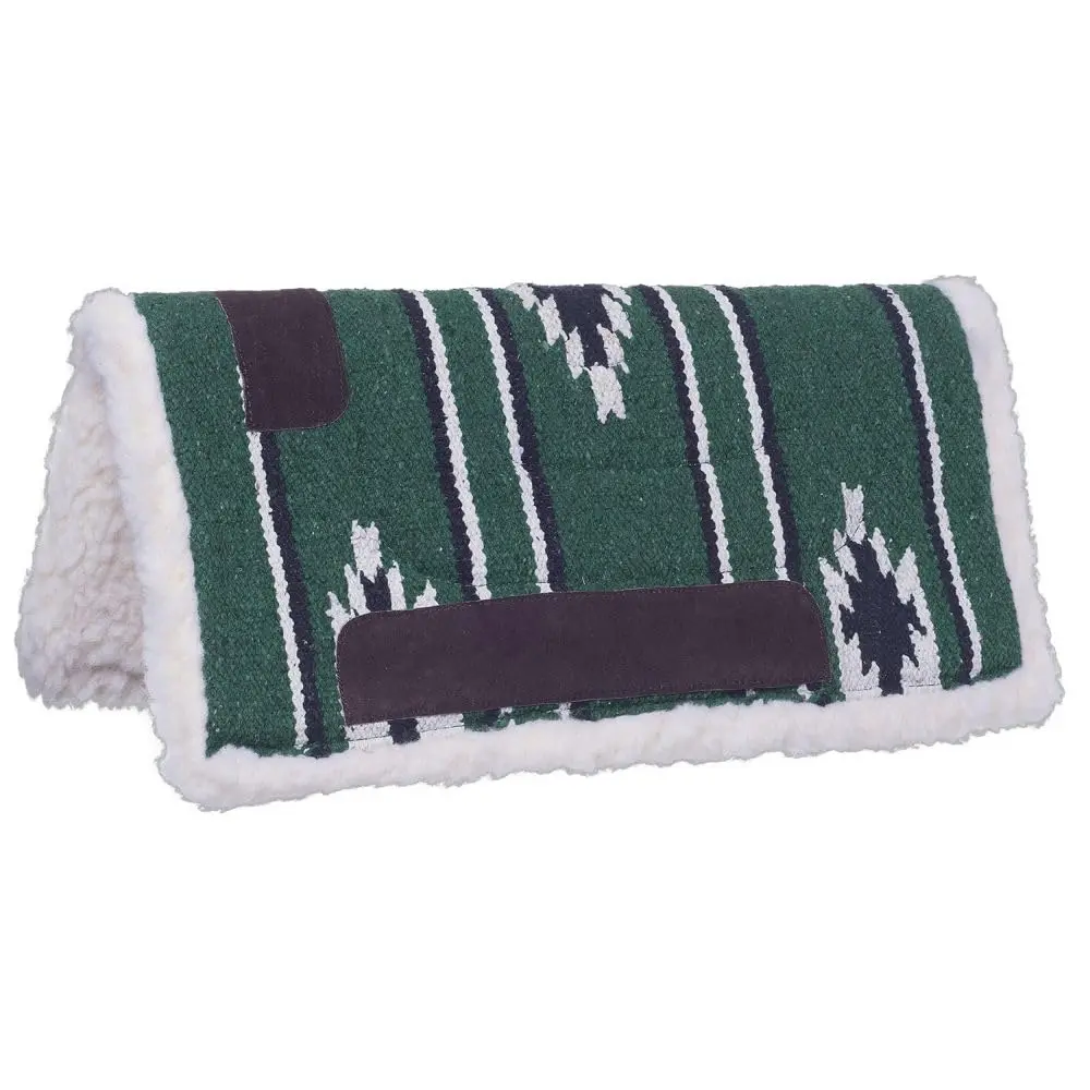 Tough 1 Sierra Saddle Pad 19 x 19 Hunter Green/Black/Cream | Soft fleece cushion for western riding - main product image