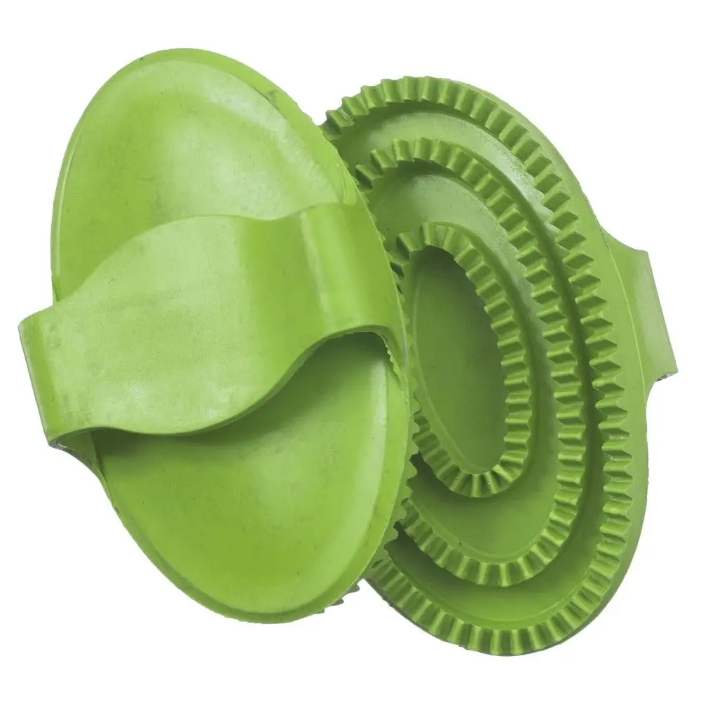 Tough 1 Large Rubber Curry Comb - Neon Green | Durable Grooming Tool for Horses - main product image