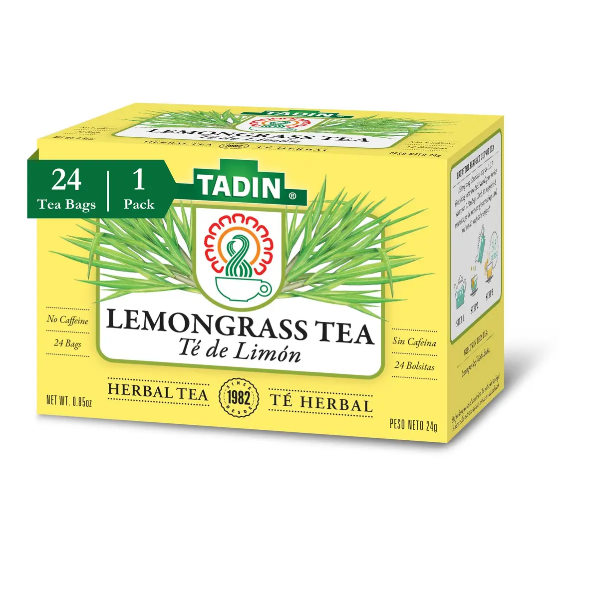 Tadin Lemongrass Tea, Herbal Tea, Caffeine Free, 24 Tea Bags | Citrus & Lemon Notes, Supports Relaxation - main product image
