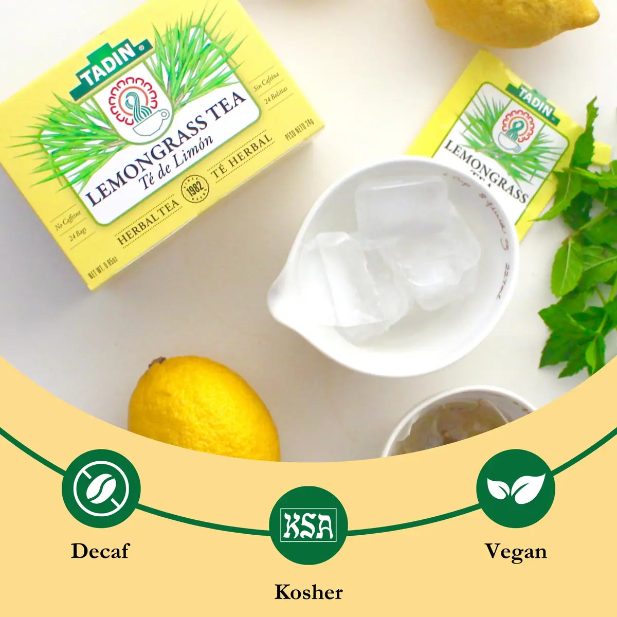 Tadin Lemongrass Tea, Herbal Tea, Caffeine Free, 24 Tea Bags | Citrus & Lemon Notes, Supports Relaxation - view 3