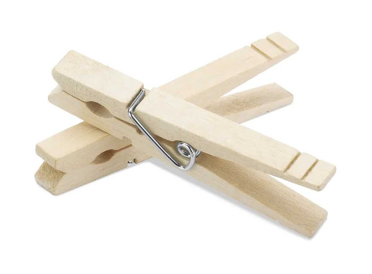 Whitmor Wood Natural Clothespins Set of 100 | Heavy Duty, Non-Rust Spring, 3.37 in for Indoor & Outdoor Use - main product image