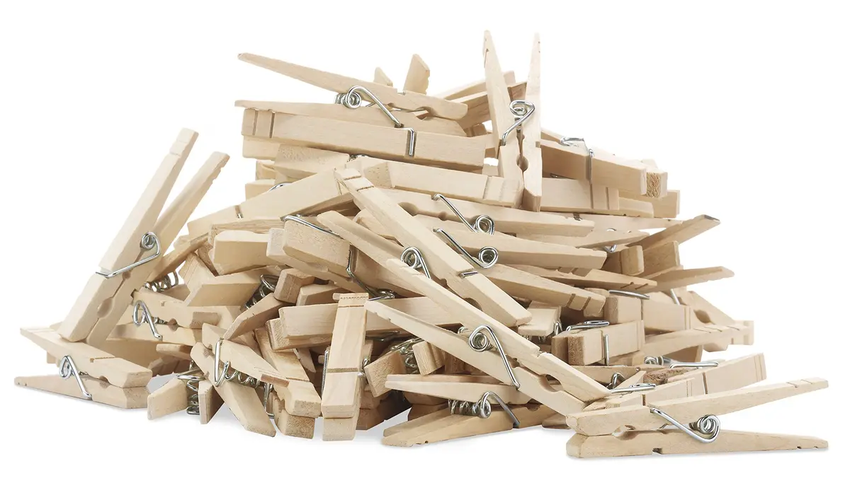 Whitmor Wood Natural Clothespins Set of 100 | Heavy Duty, Non-Rust Spring, 3.37 in for Indoor & Outdoor Use - view 6